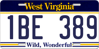 WV license plate 1BE389