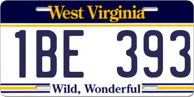 WV license plate 1BE393