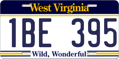 WV license plate 1BE395