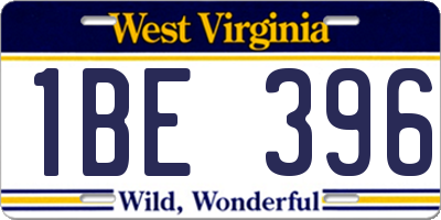 WV license plate 1BE396
