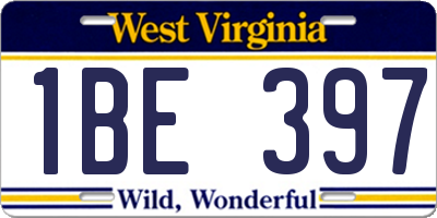WV license plate 1BE397