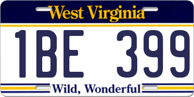 WV license plate 1BE399
