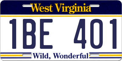 WV license plate 1BE401
