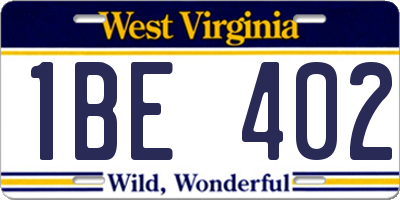 WV license plate 1BE402