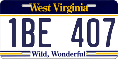 WV license plate 1BE407