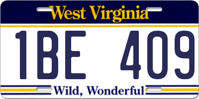 WV license plate 1BE409