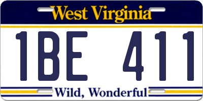 WV license plate 1BE411