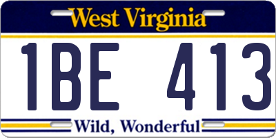 WV license plate 1BE413