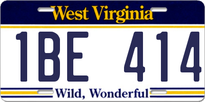 WV license plate 1BE414