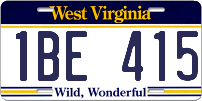 WV license plate 1BE415