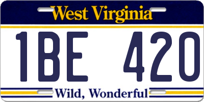 WV license plate 1BE420