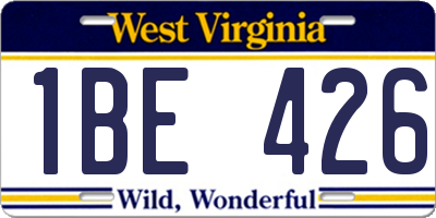 WV license plate 1BE426