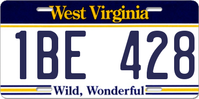WV license plate 1BE428