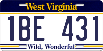 WV license plate 1BE431