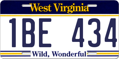 WV license plate 1BE434