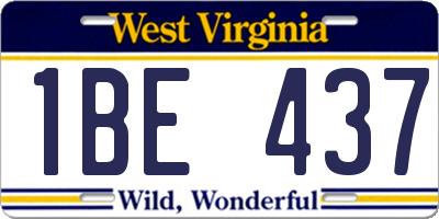 WV license plate 1BE437