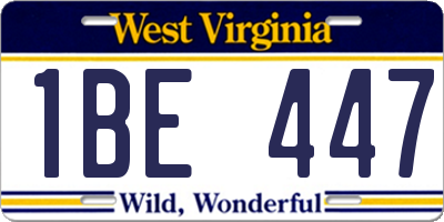 WV license plate 1BE447