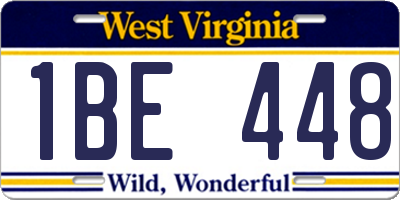 WV license plate 1BE448