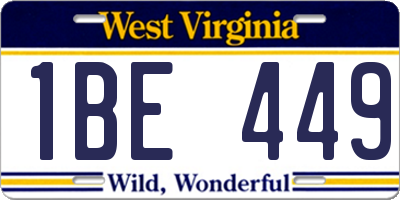WV license plate 1BE449