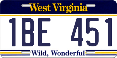 WV license plate 1BE451