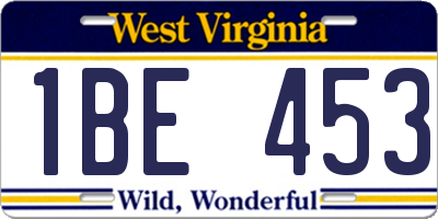 WV license plate 1BE453