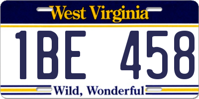 WV license plate 1BE458