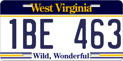 WV license plate 1BE463