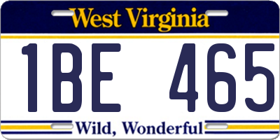 WV license plate 1BE465