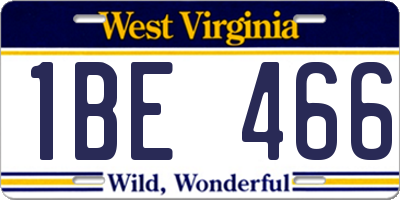 WV license plate 1BE466