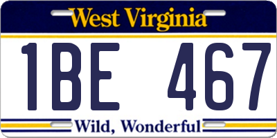 WV license plate 1BE467