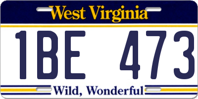 WV license plate 1BE473