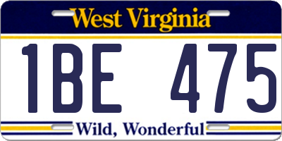 WV license plate 1BE475