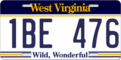 WV license plate 1BE476