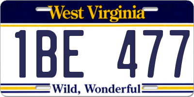 WV license plate 1BE477