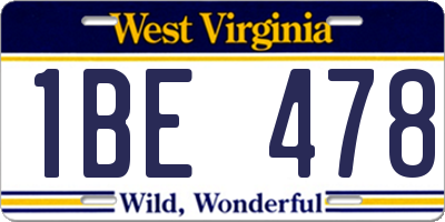 WV license plate 1BE478