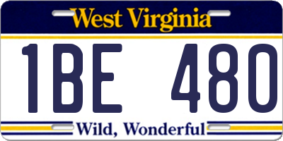 WV license plate 1BE480