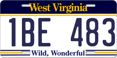 WV license plate 1BE483