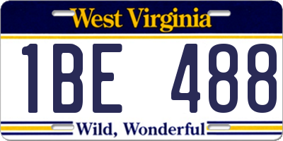 WV license plate 1BE488