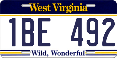 WV license plate 1BE492
