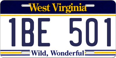 WV license plate 1BE501