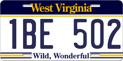 WV license plate 1BE502