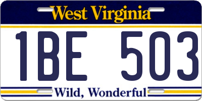 WV license plate 1BE503