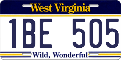 WV license plate 1BE505