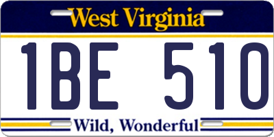 WV license plate 1BE510
