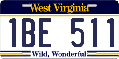 WV license plate 1BE511