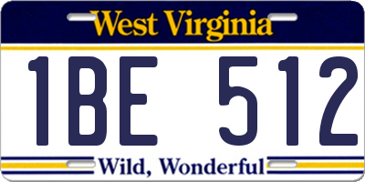 WV license plate 1BE512