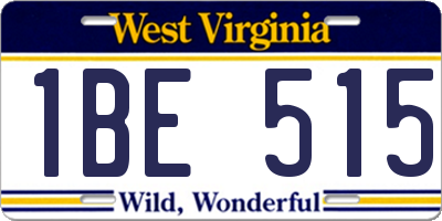 WV license plate 1BE515