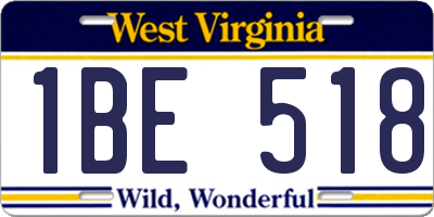 WV license plate 1BE518
