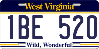 WV license plate 1BE520