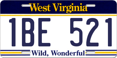 WV license plate 1BE521